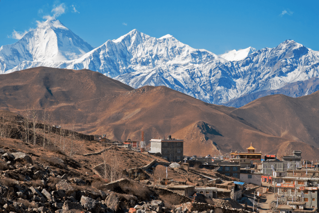 "Ranipauwa Village and mountains seen from Muktinath" "FROX Holidays Nepal"
