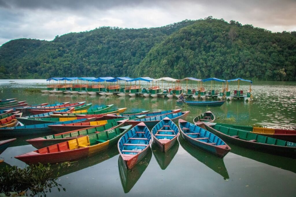 colorful boats on Phewa lake