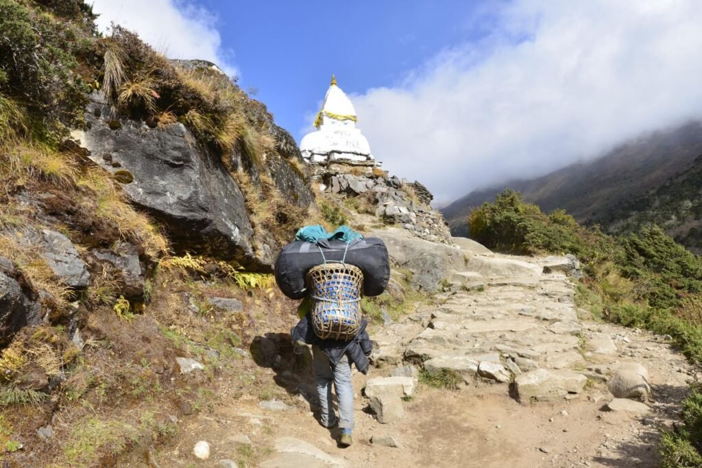 Porter on the way to Everest base camp